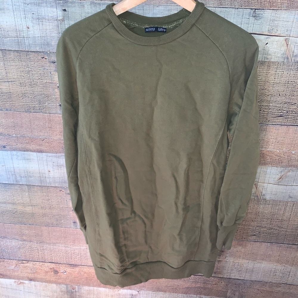 Zara Sweatshirt Dress Woman’s Medium Green
